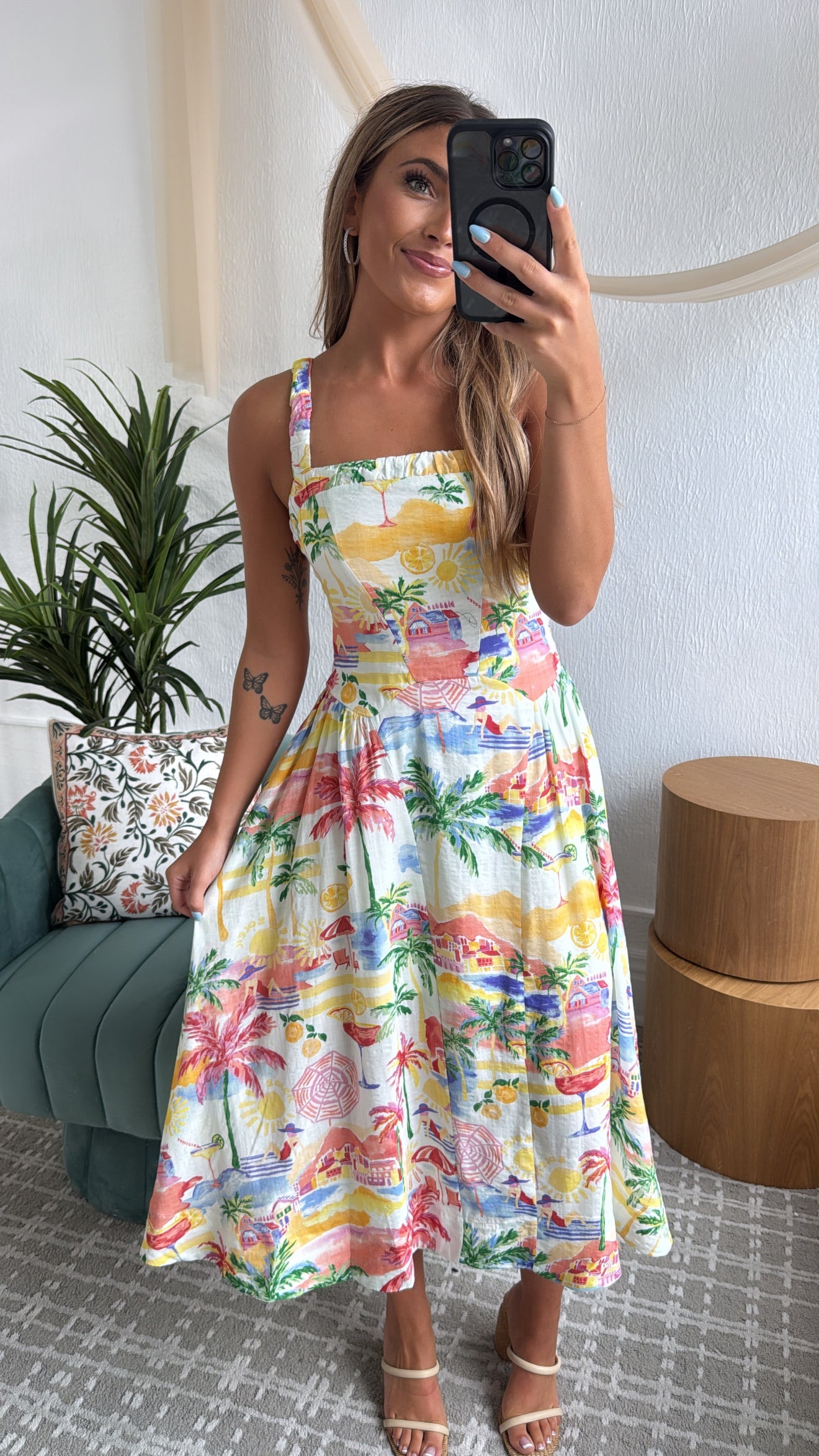 Coastal Vibes Midi Dress, Cream