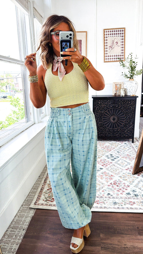 Open Air Plaid Pants, Blue Plaid