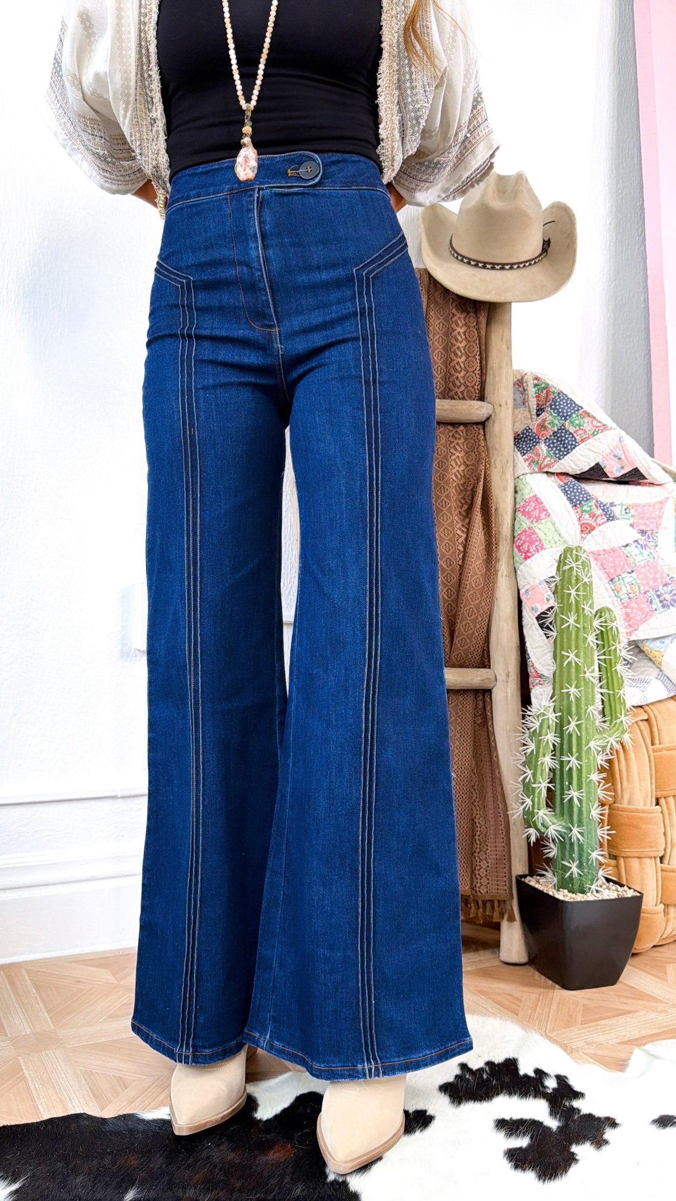 Dallas Wide Leg Denim, Dark Denim
