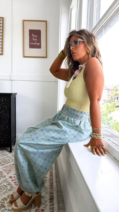 Open Air Plaid Pants, Blue Plaid