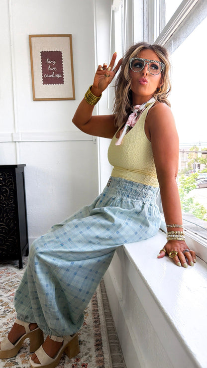 Open Air Plaid Pants, Blue Plaid
