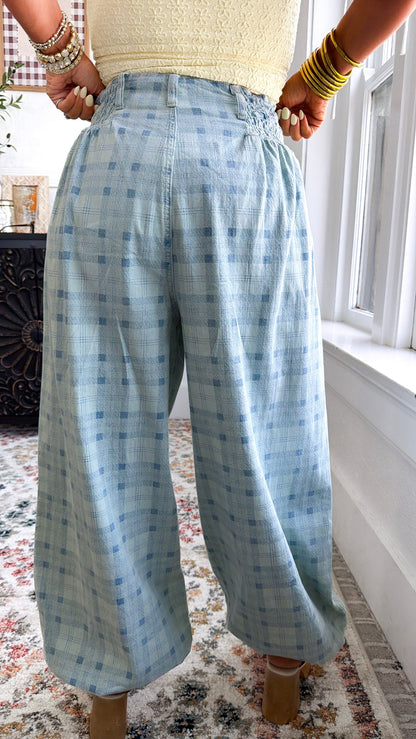 Open Air Plaid Pants, Blue Plaid