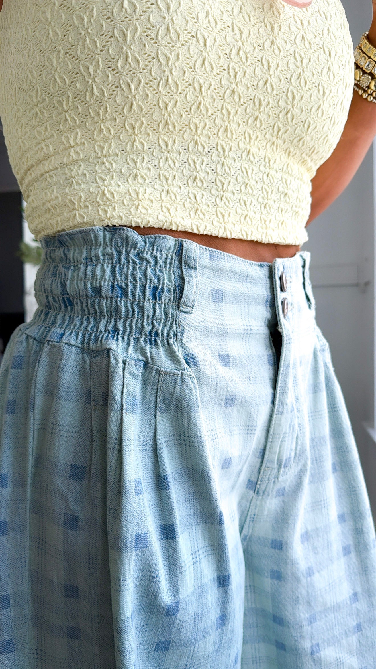 Open Air Plaid Pants, Blue Plaid