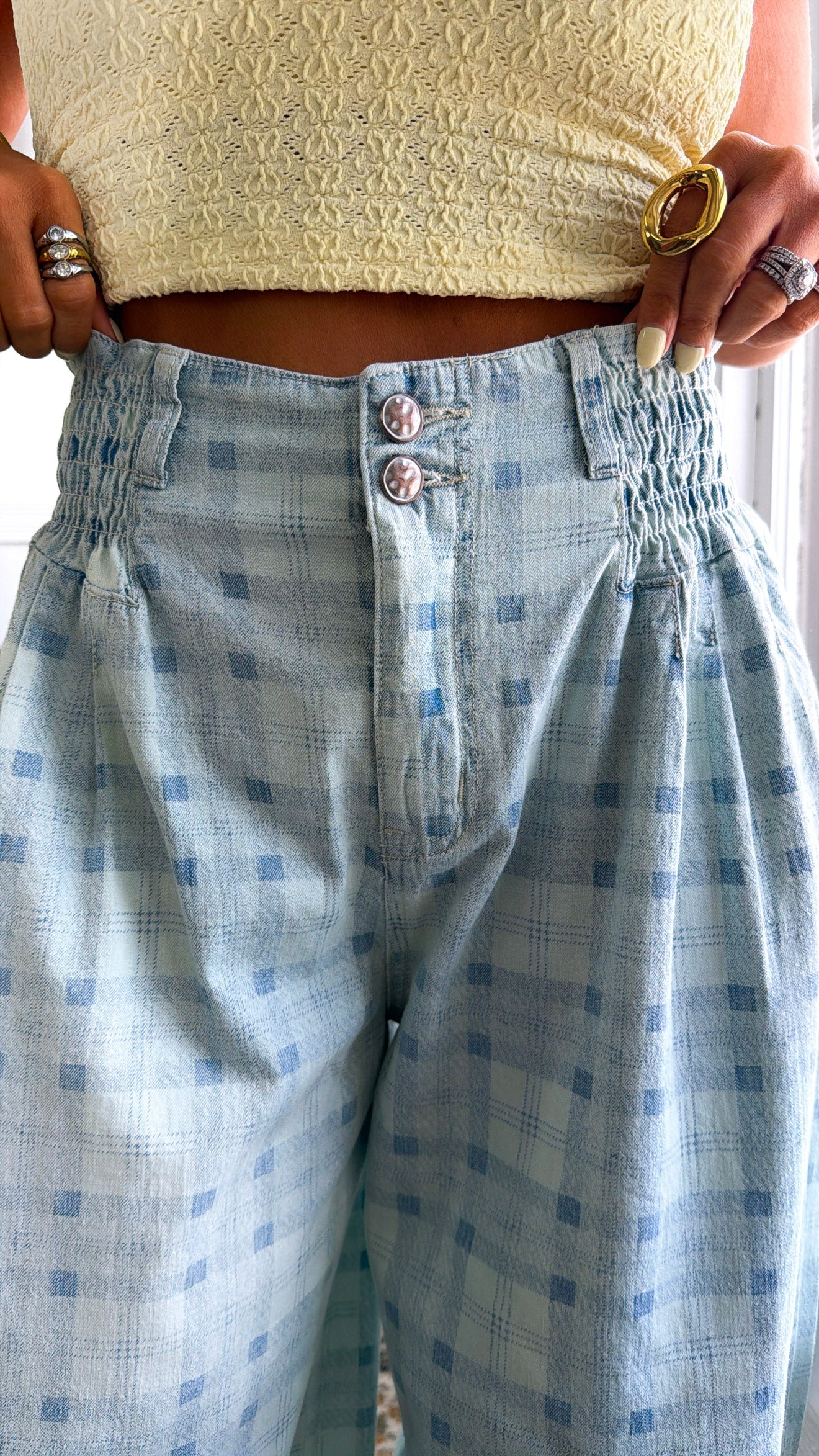 Open Air Plaid Pants, Blue Plaid