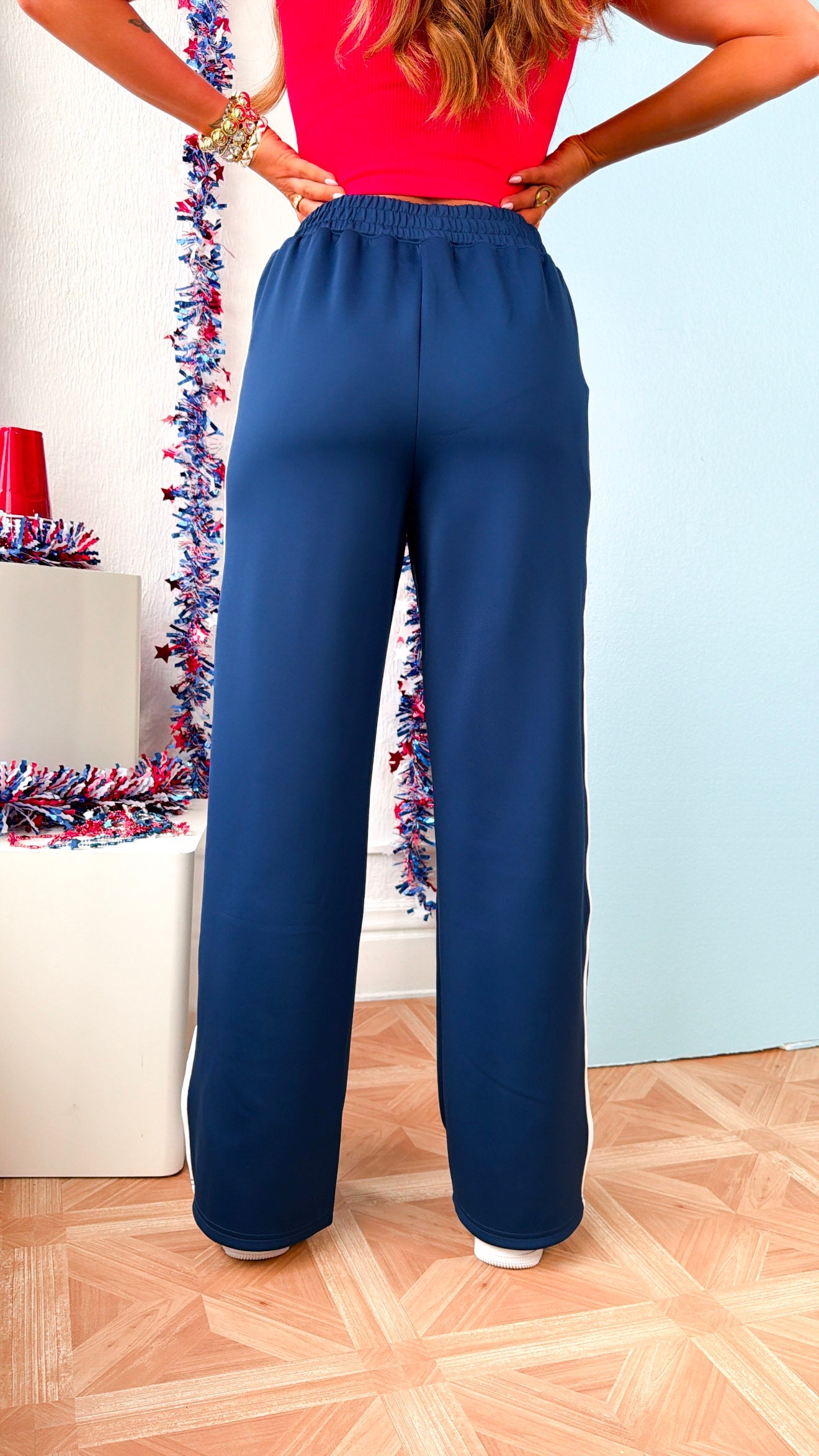 Everyday Stripe Track Pant, Navy/White