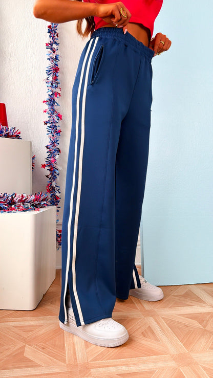 Everyday Stripe Track Pant, Navy/White