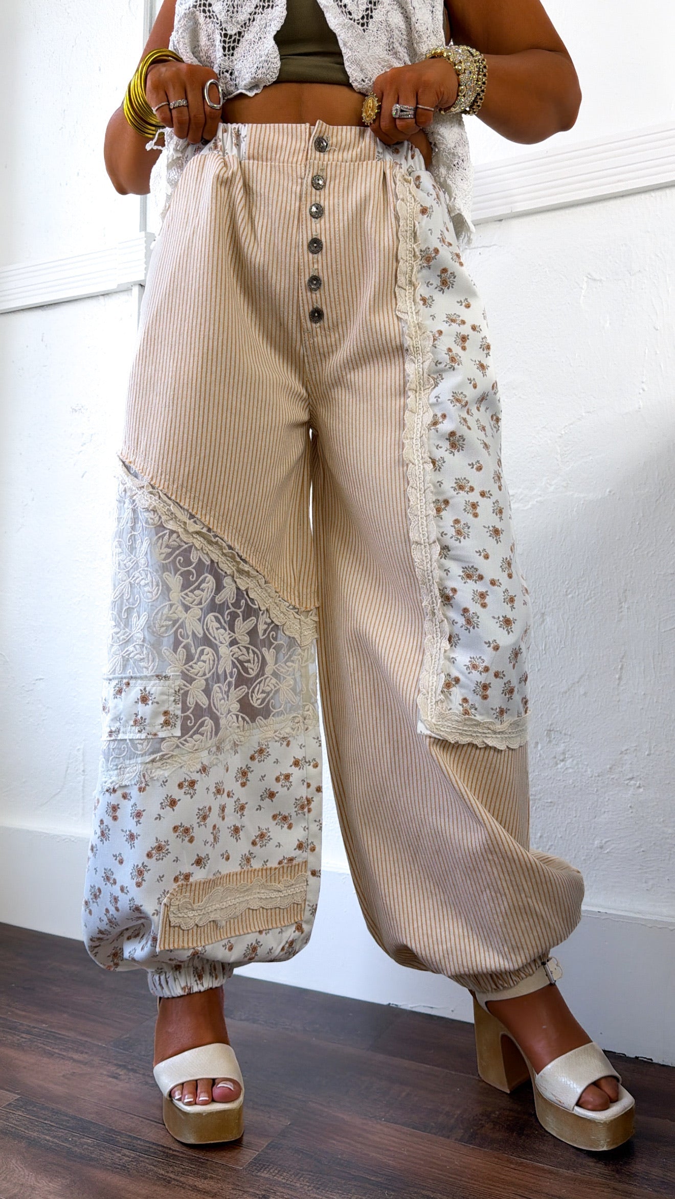 Hempstead Striped Joggers, Tan Stripe