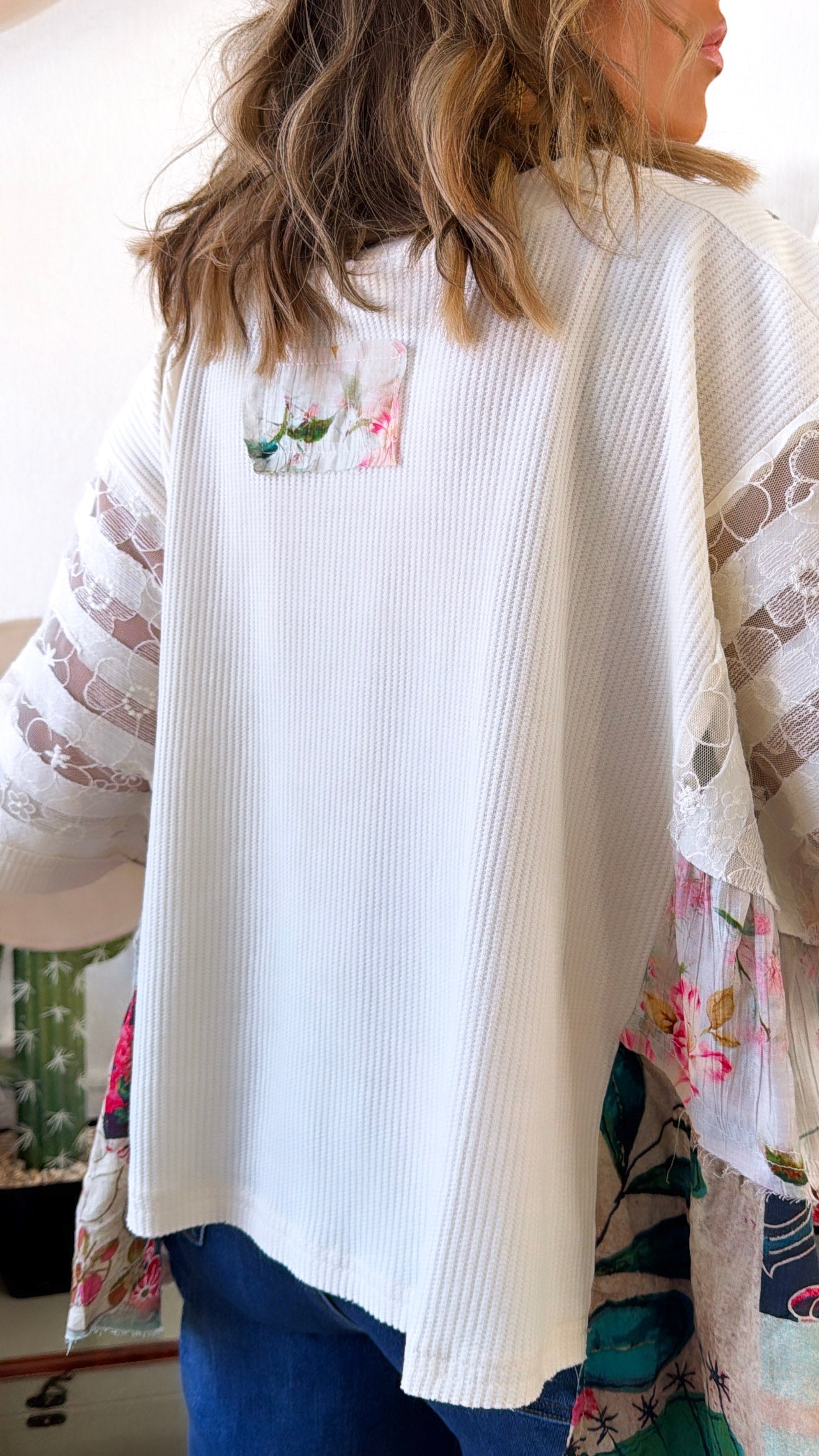 Gabriella Floral Top, Cream