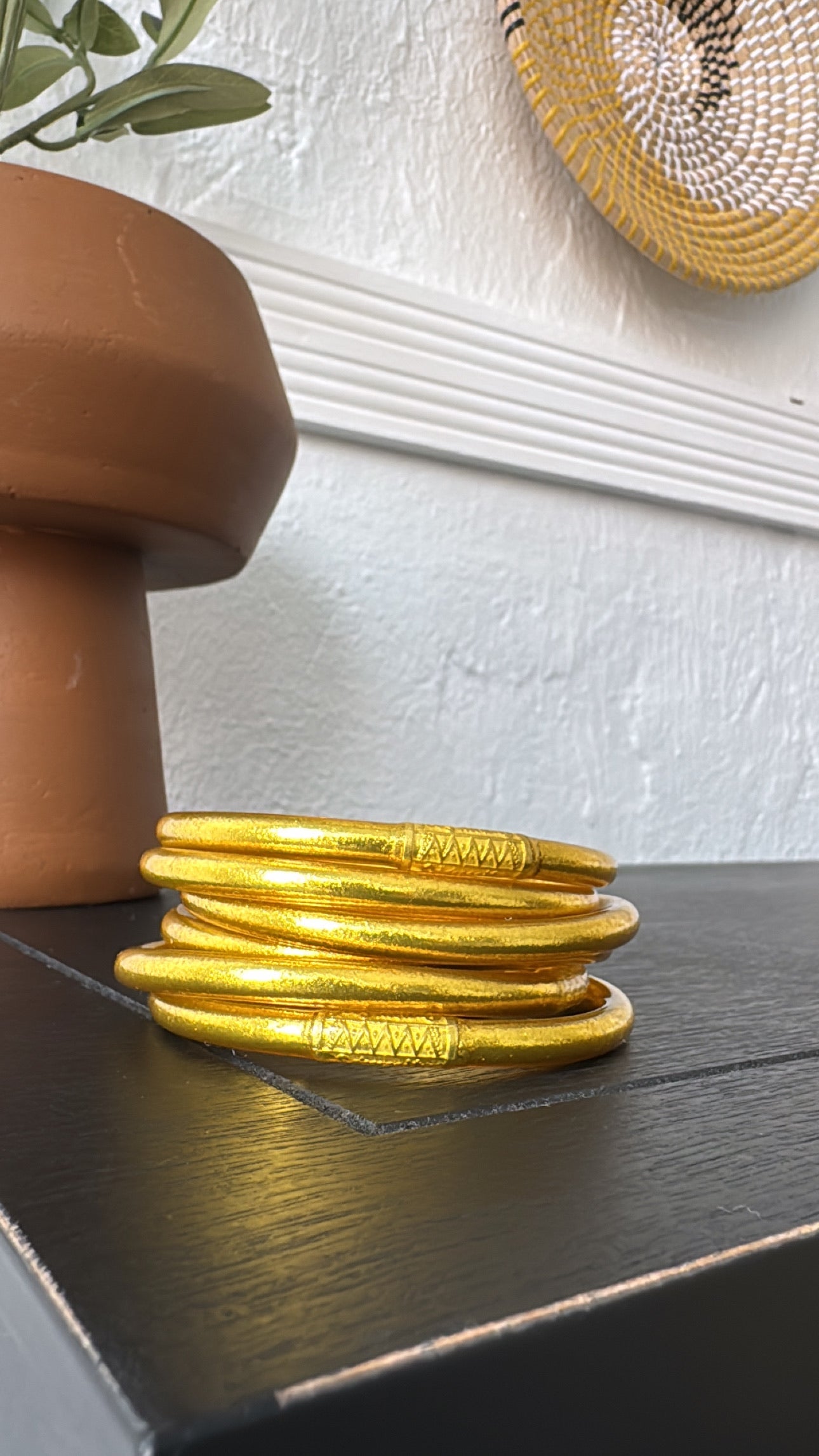 BuDhaGirl: Gold All Weather Bangle (Set of 6)- Serenity Prayer