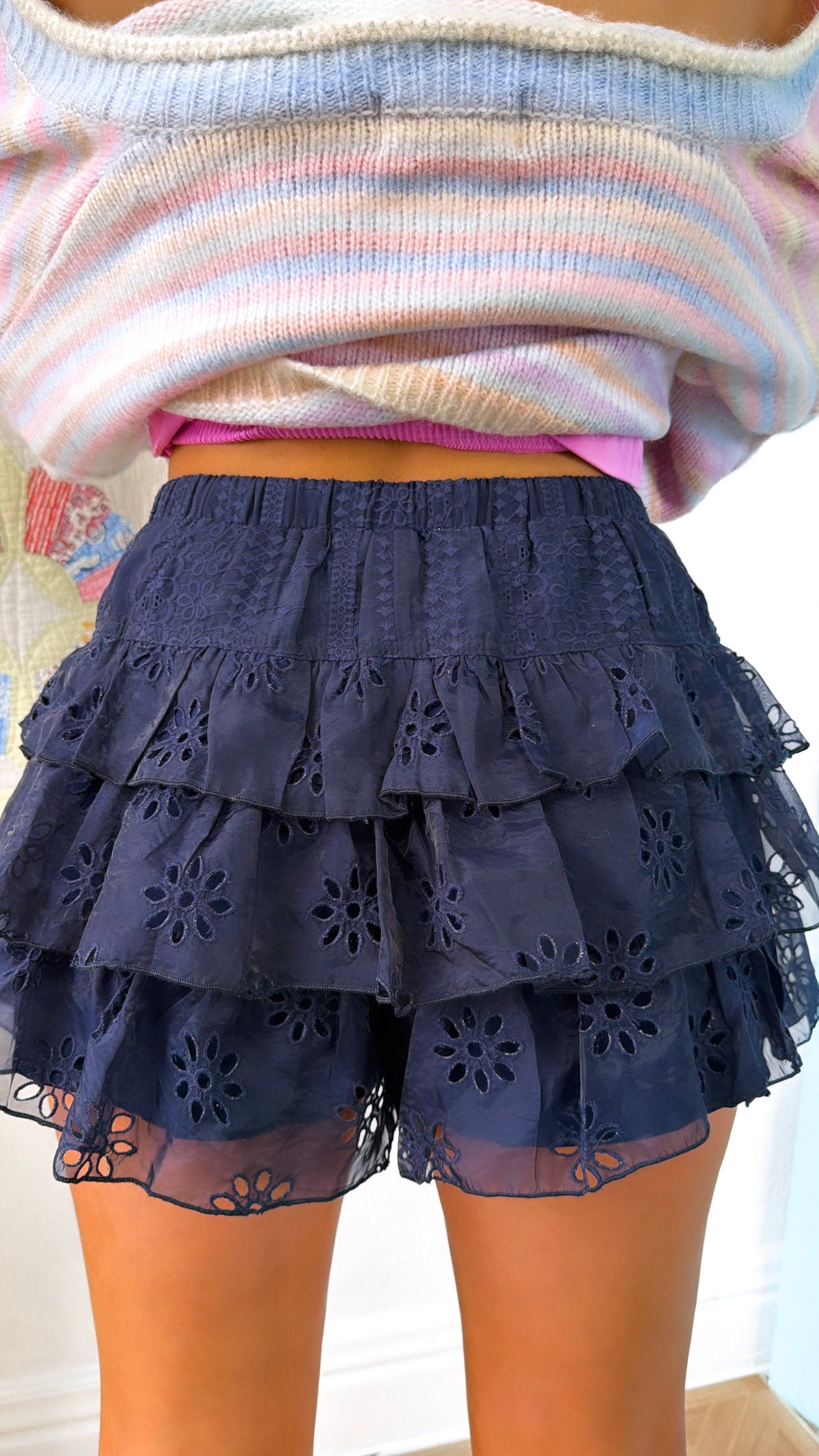 Little Tulip Eyelet Skort, Navy