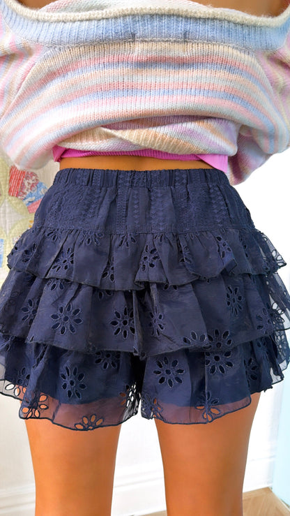 Little Tulip Eyelet Skort, Navy