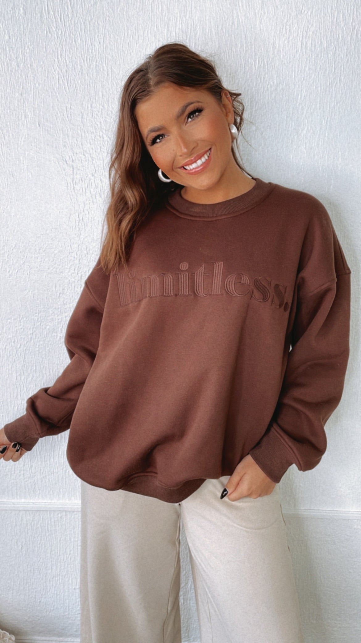 Limitless Embroidered Sweatshirt, Brown