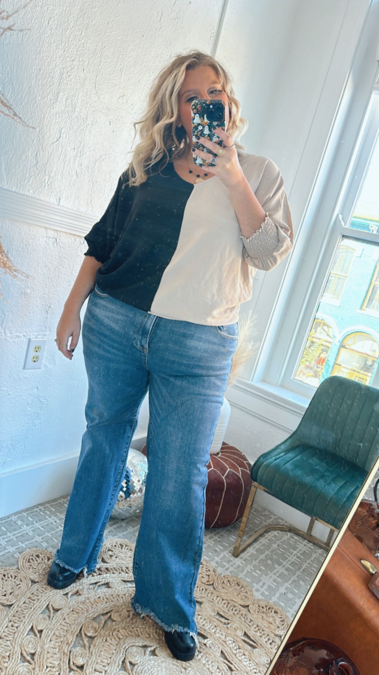 Next Level Blouse, Black/Cocoa