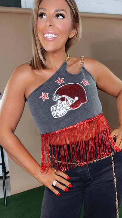 Football Season Chain Tank, Black