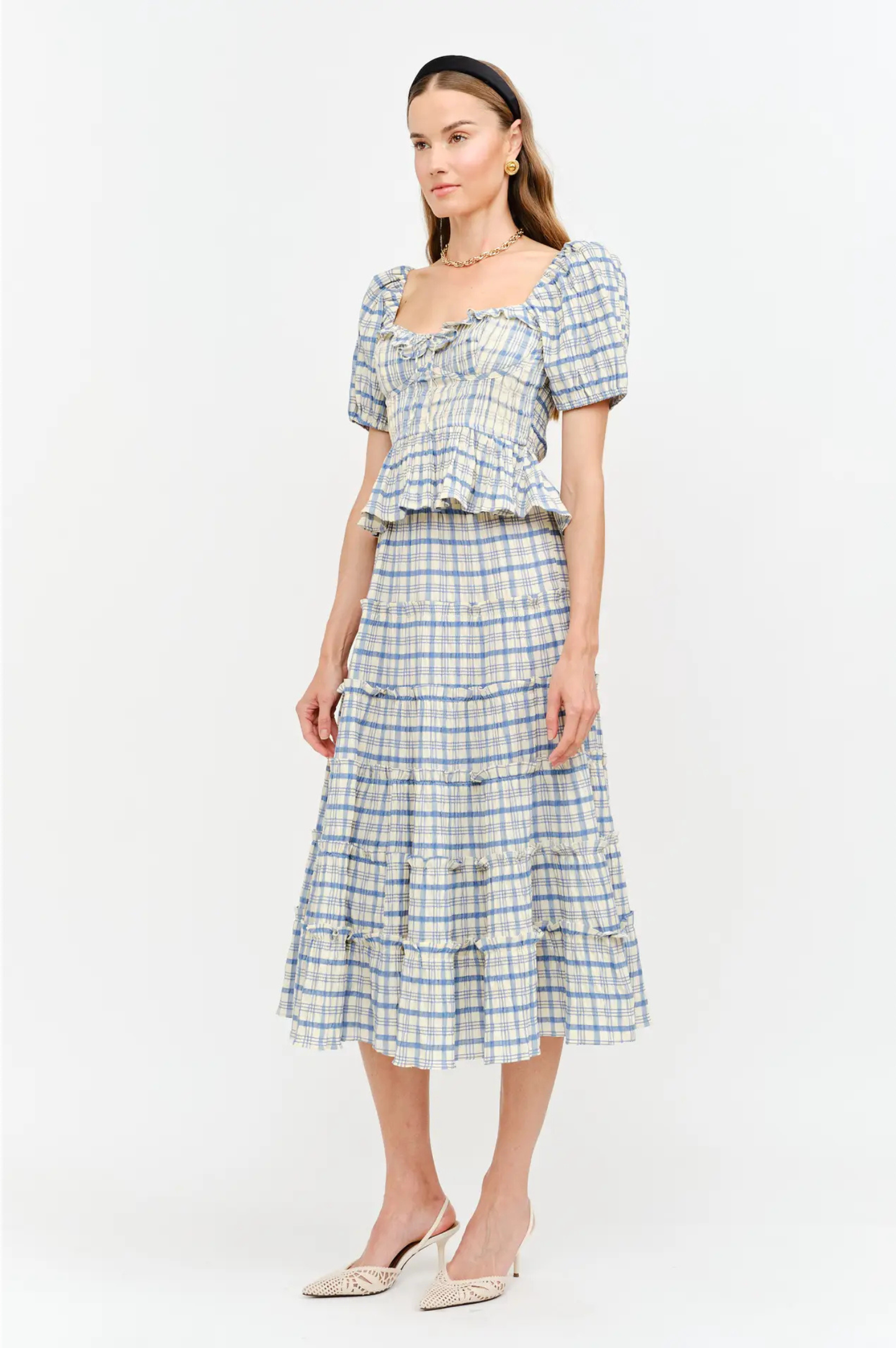 Clemence Plaid Top