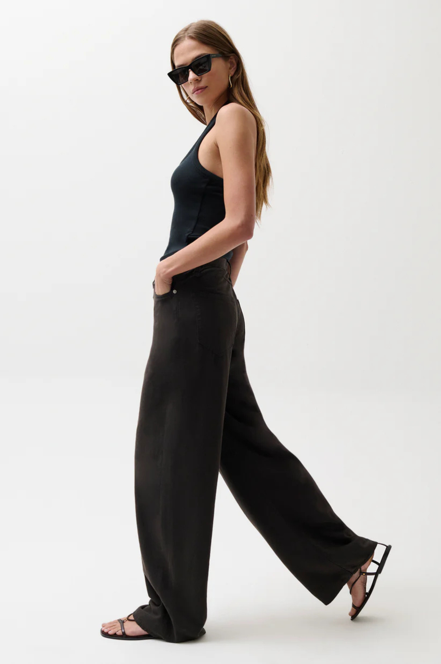 Sydney High Rise Bowed Linen Wide - Bristol Black