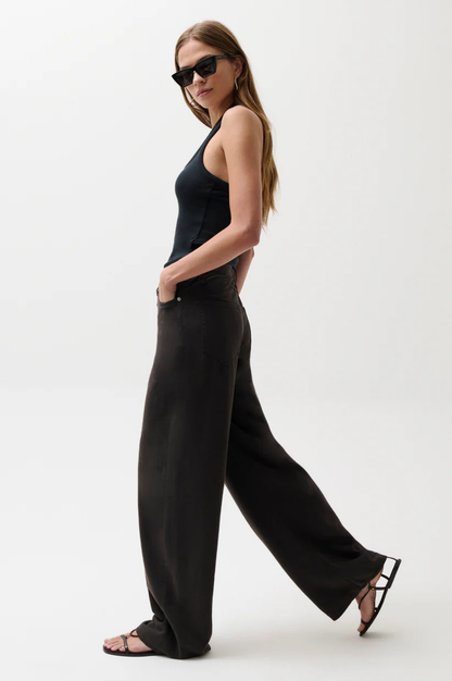 Sydney High Rise Bowed Linen Wide - Bristol Black