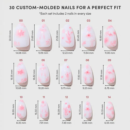 Fleur Amour Press-On Nails | Short Almond Pink Blossoms Love