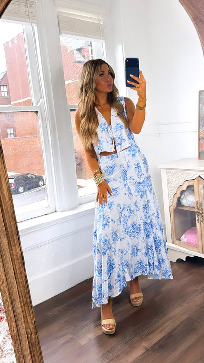Athena Skies Two Piece Set, Blue/Off-White