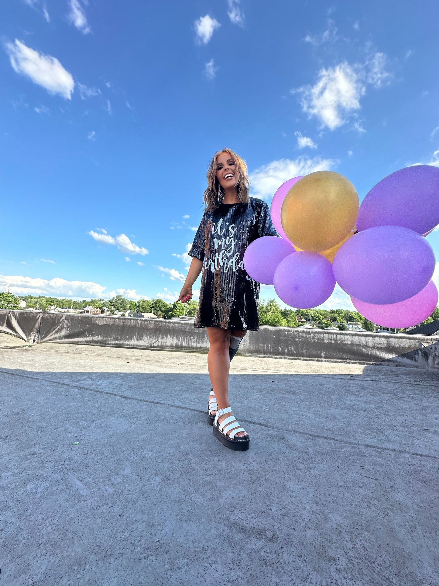 ECB Exclusive | It's My Birthday Sequin Dress, Black