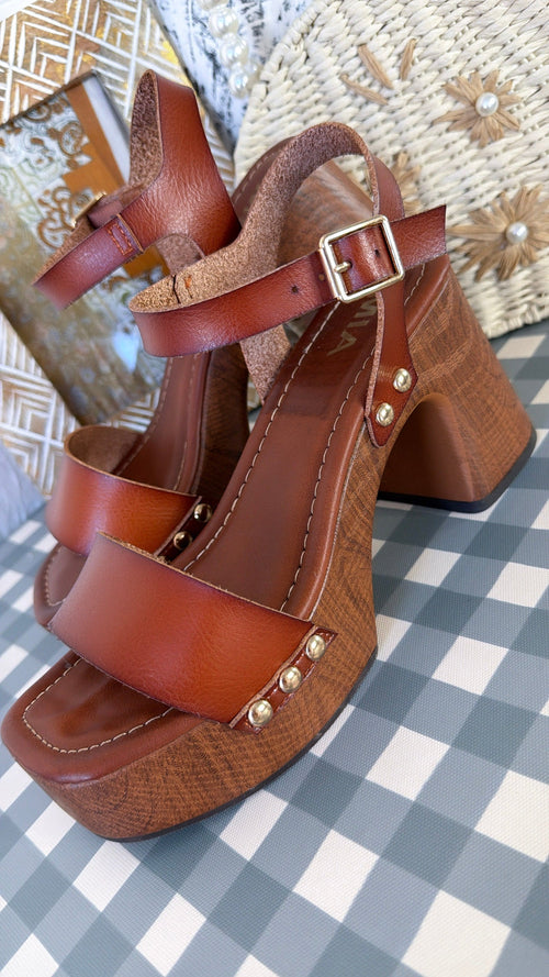 Portofino Wedge Sandal, Cognac