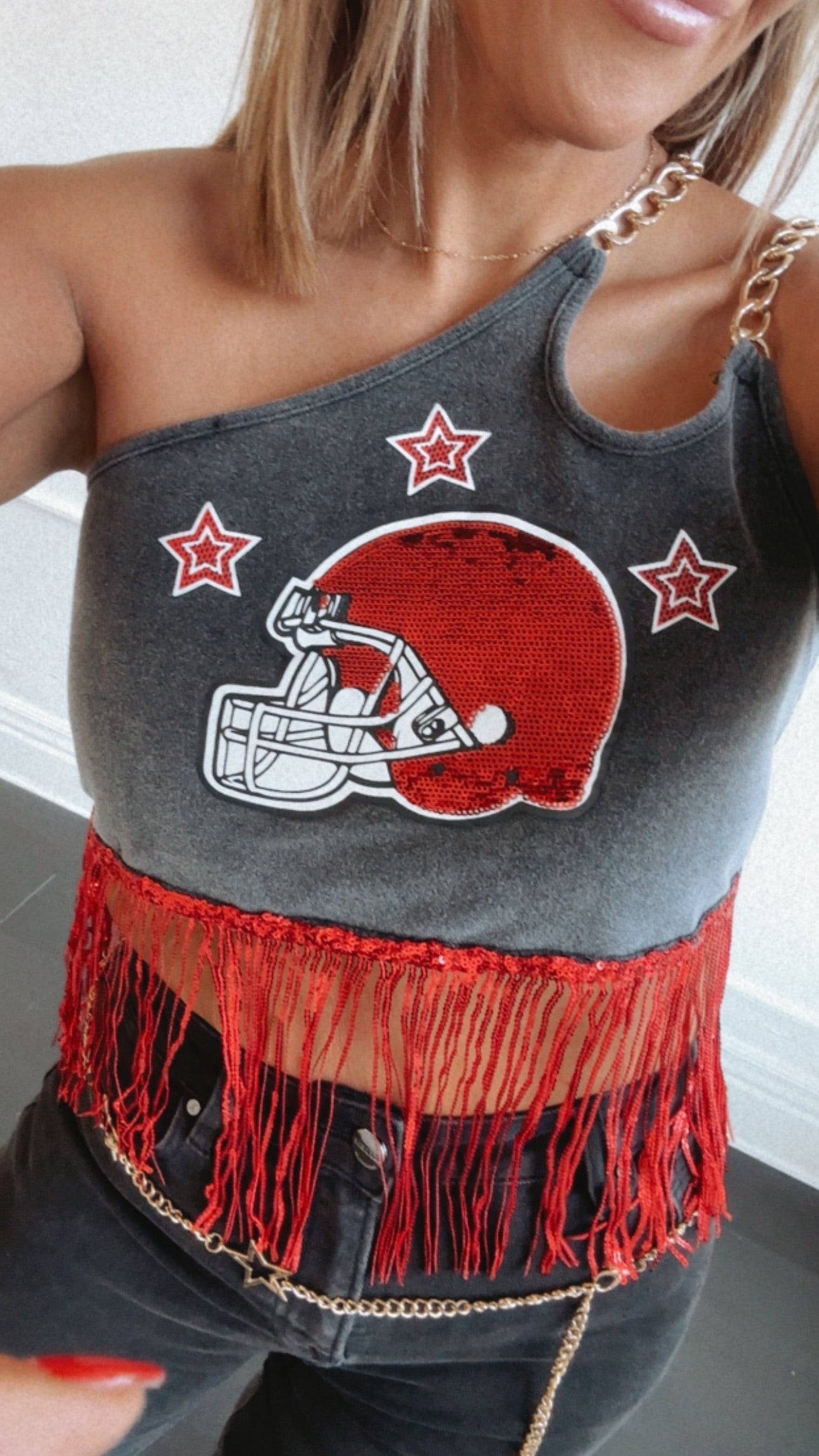 Football Season Chain Tank, Black