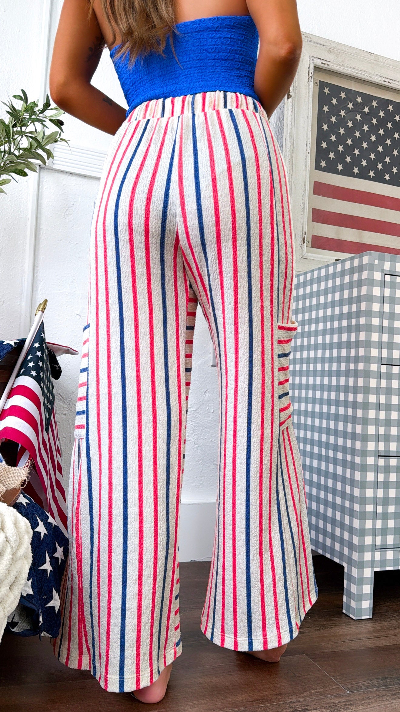 Festive Stripe Pants, Red/Blue