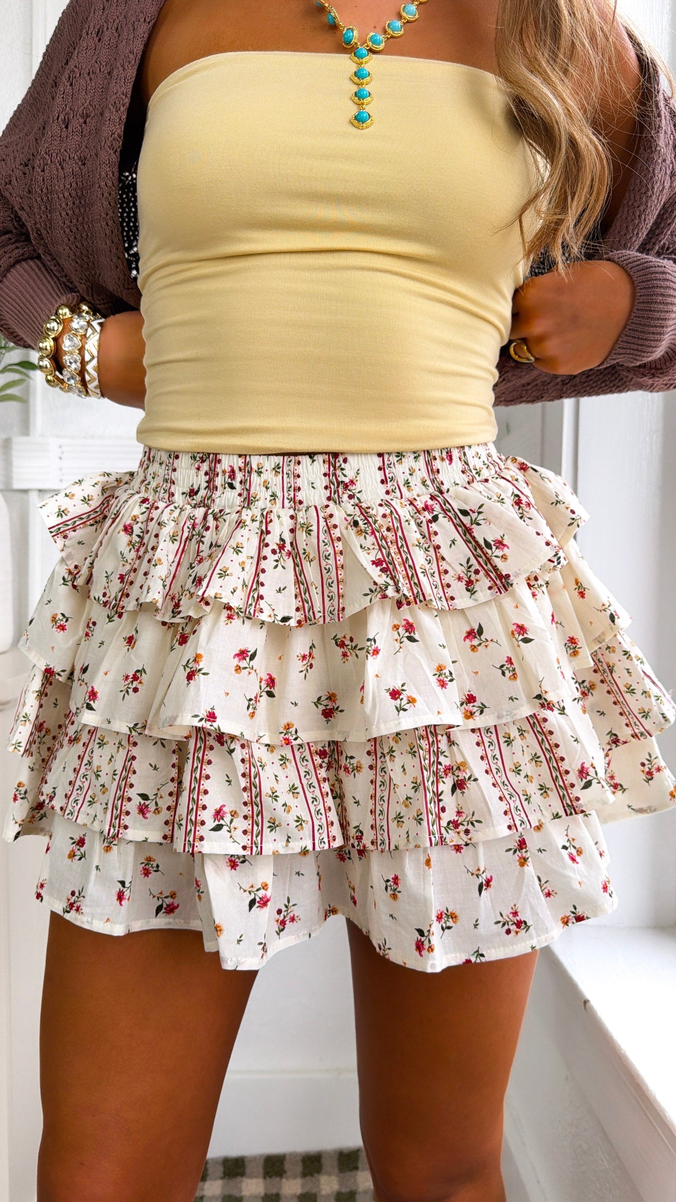 Garden Party Skort, Ivory Multi