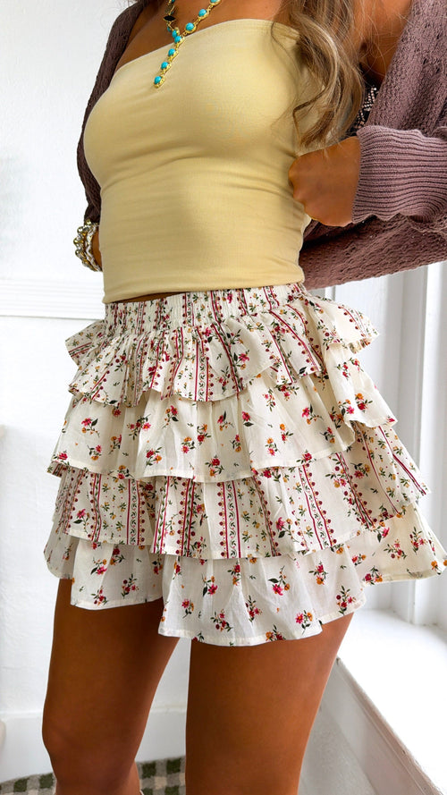 Garden Party Skort, Ivory Multi
