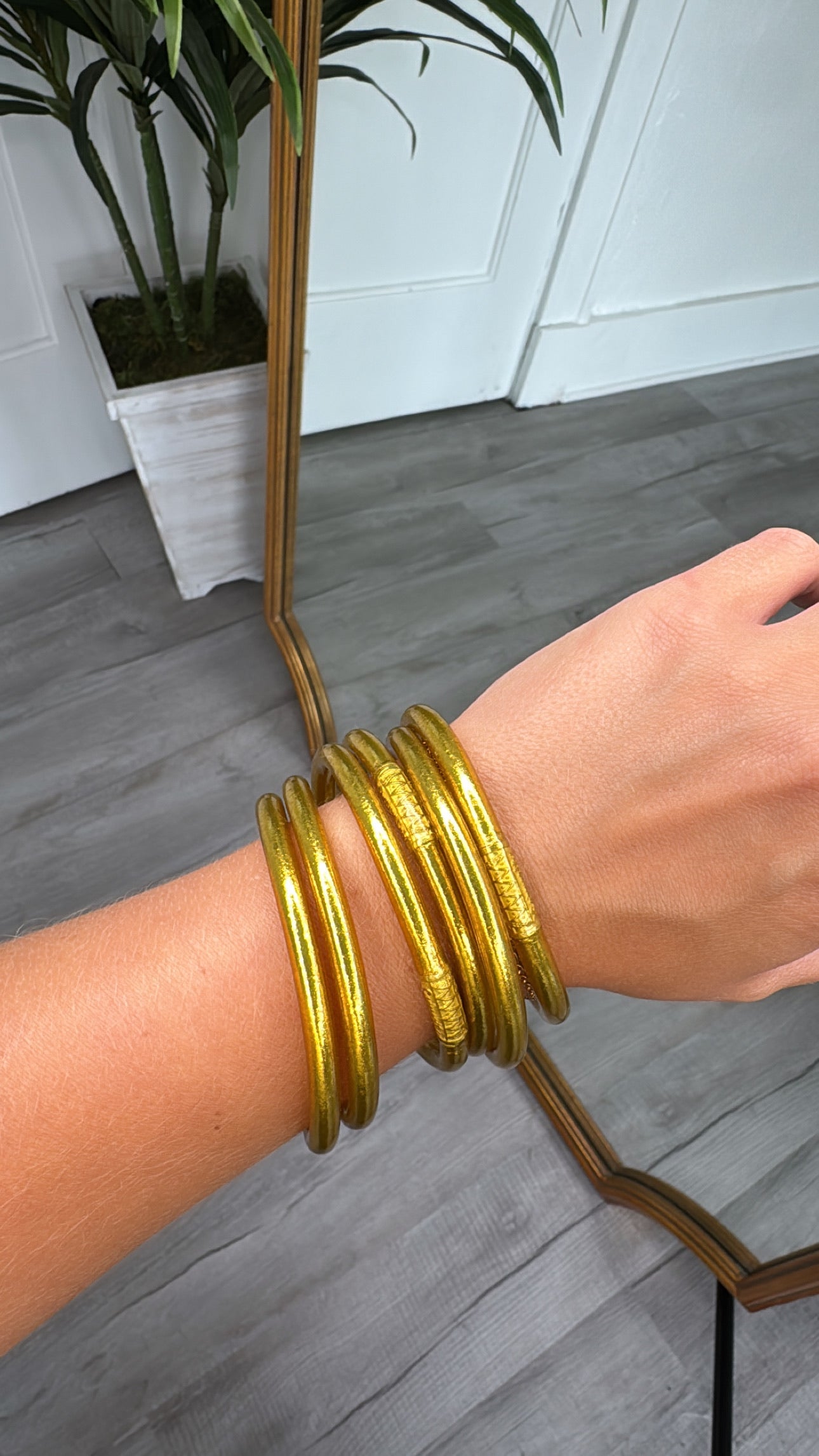 BuDhaGirl: Gold All Weather Bangle (Set of 6)- Serenity Prayer