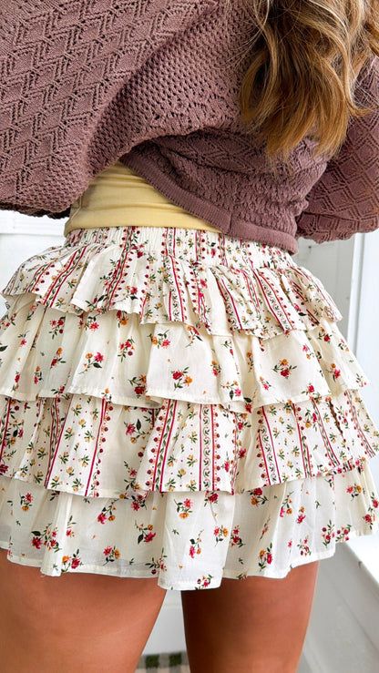 Garden Party Skort, Ivory Multi