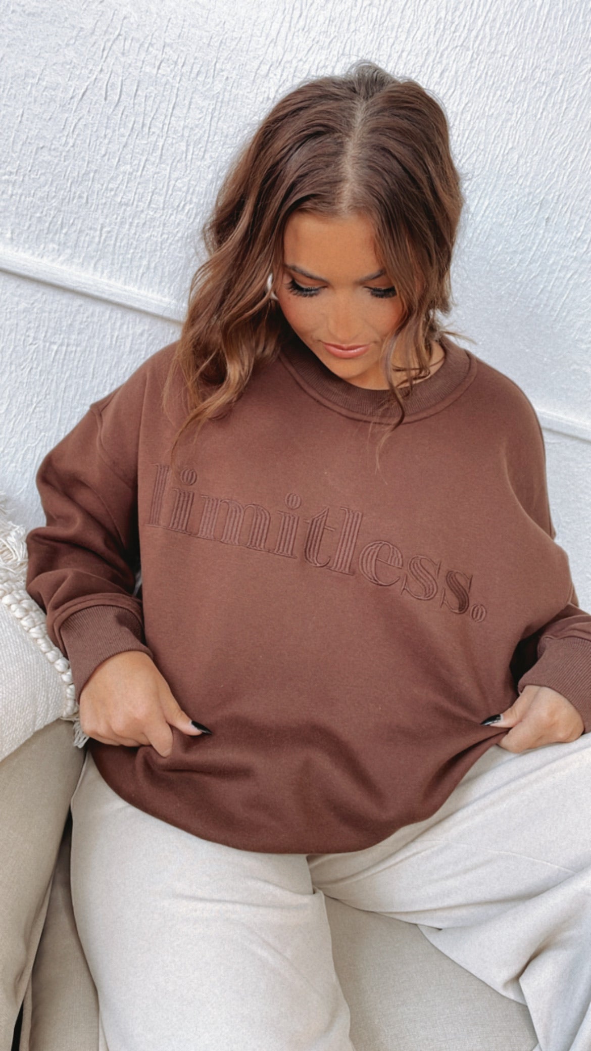 Limitless Embroidered Sweatshirt, Brown