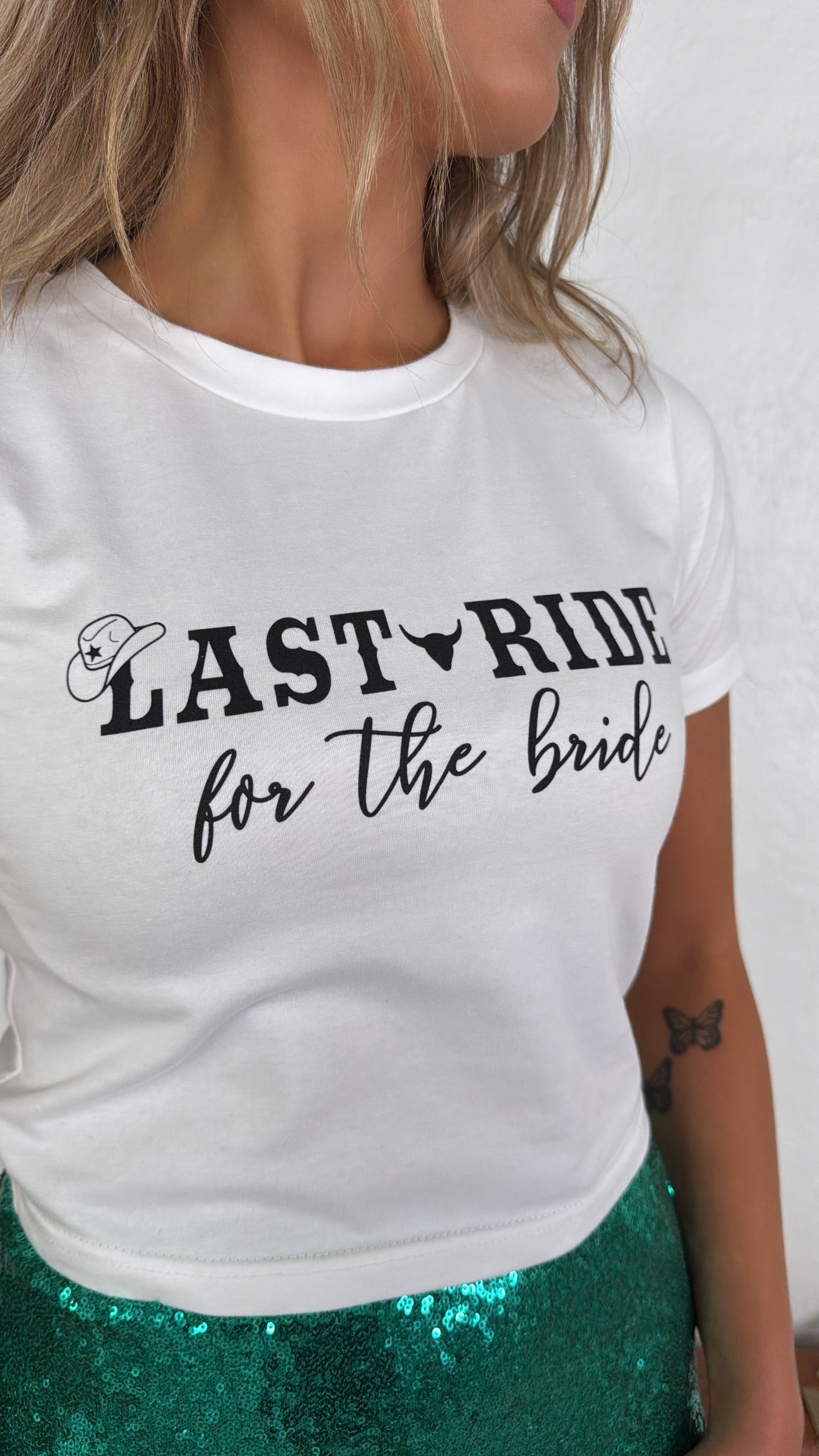 Last Ride For The Bride Baby Tee, White