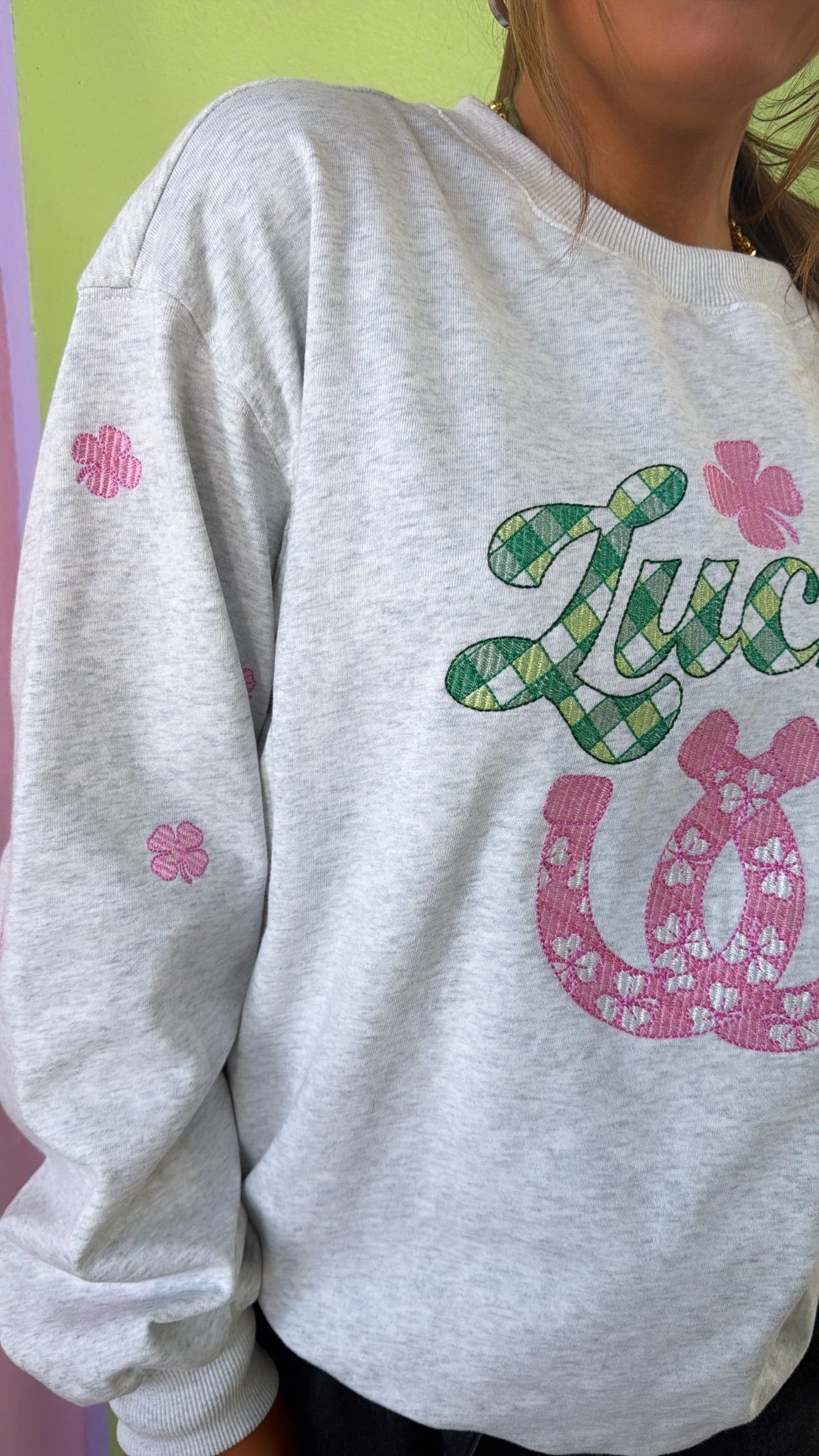 Clover Club Crewneck, H.Grey