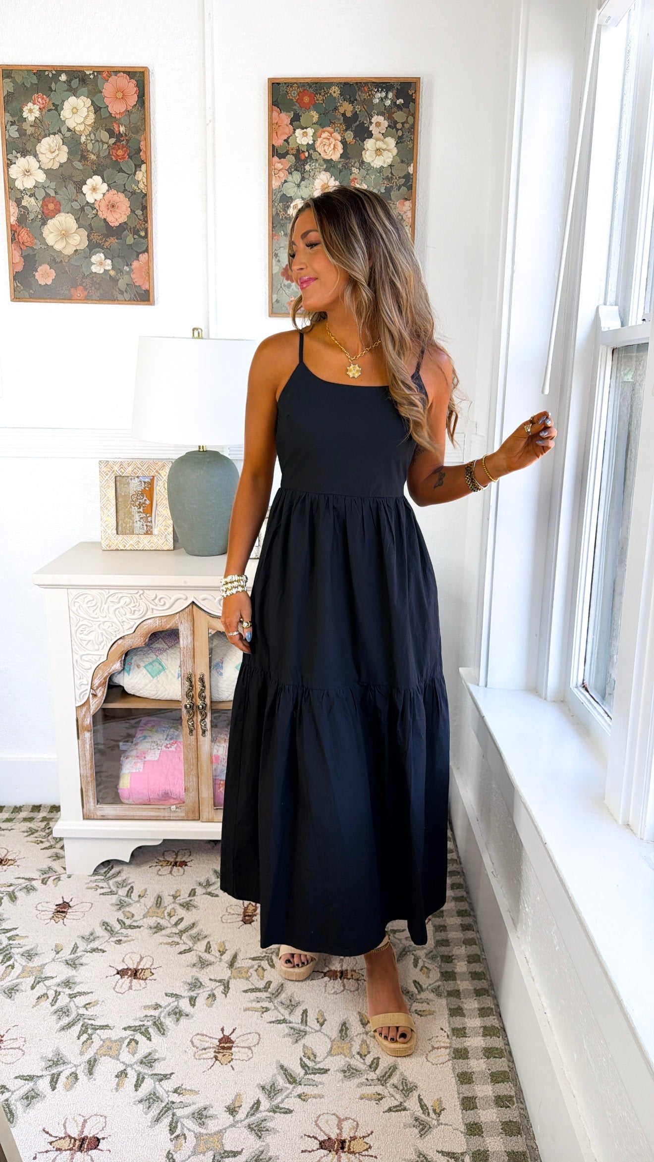 Jade Midi Dress, Black