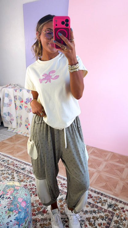 Beachy Patch Tee, Butter/Pink