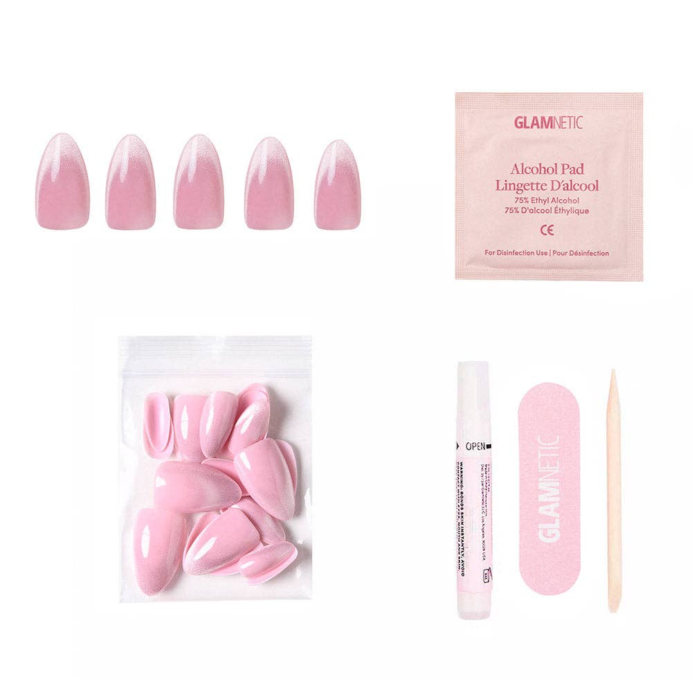 Lovers Blush Press-On Nails | Short Almond | Velvet Pink