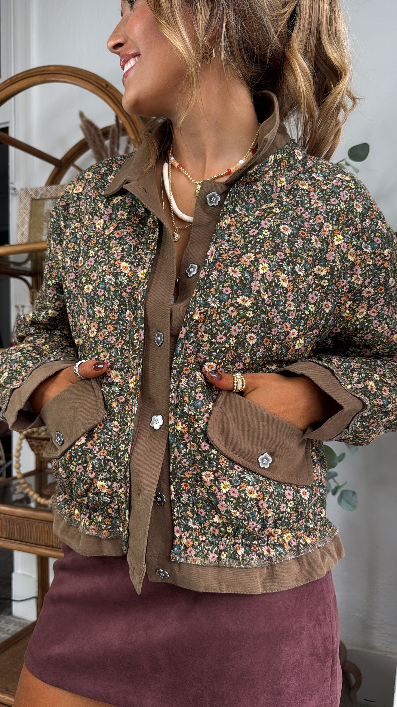 Garden Of Us Jacket, Chocolate Floral
