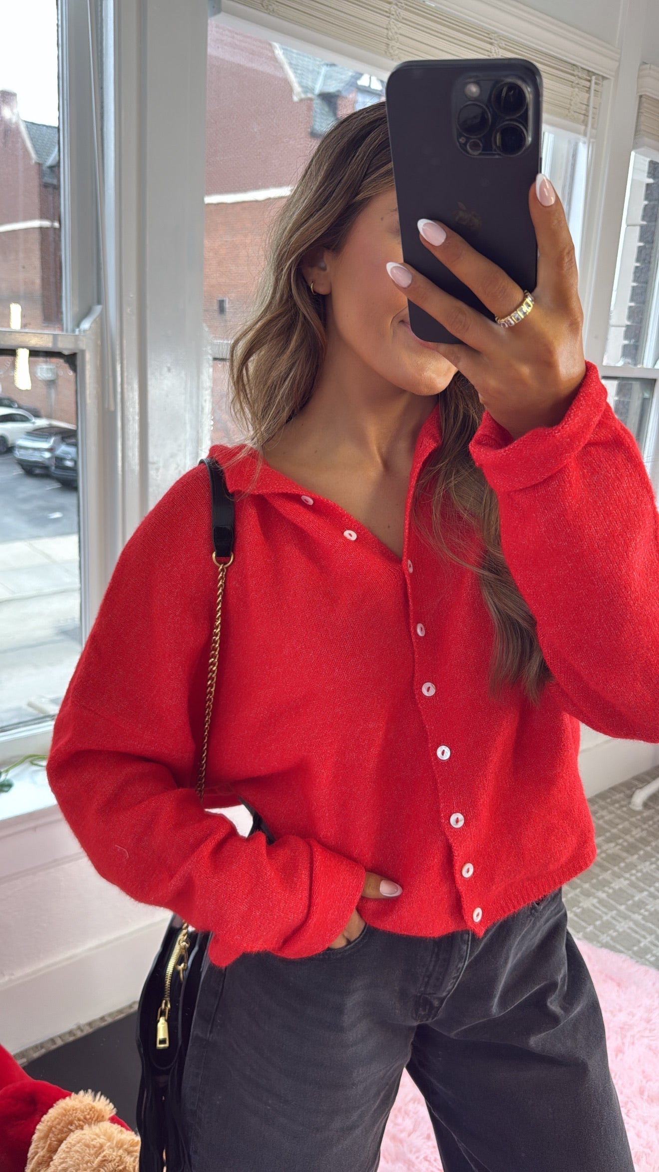 Penelope Knit Cardigan, Red