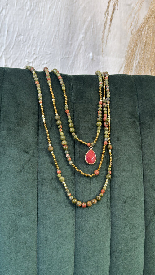 Oceans Echo Necklace, Olive