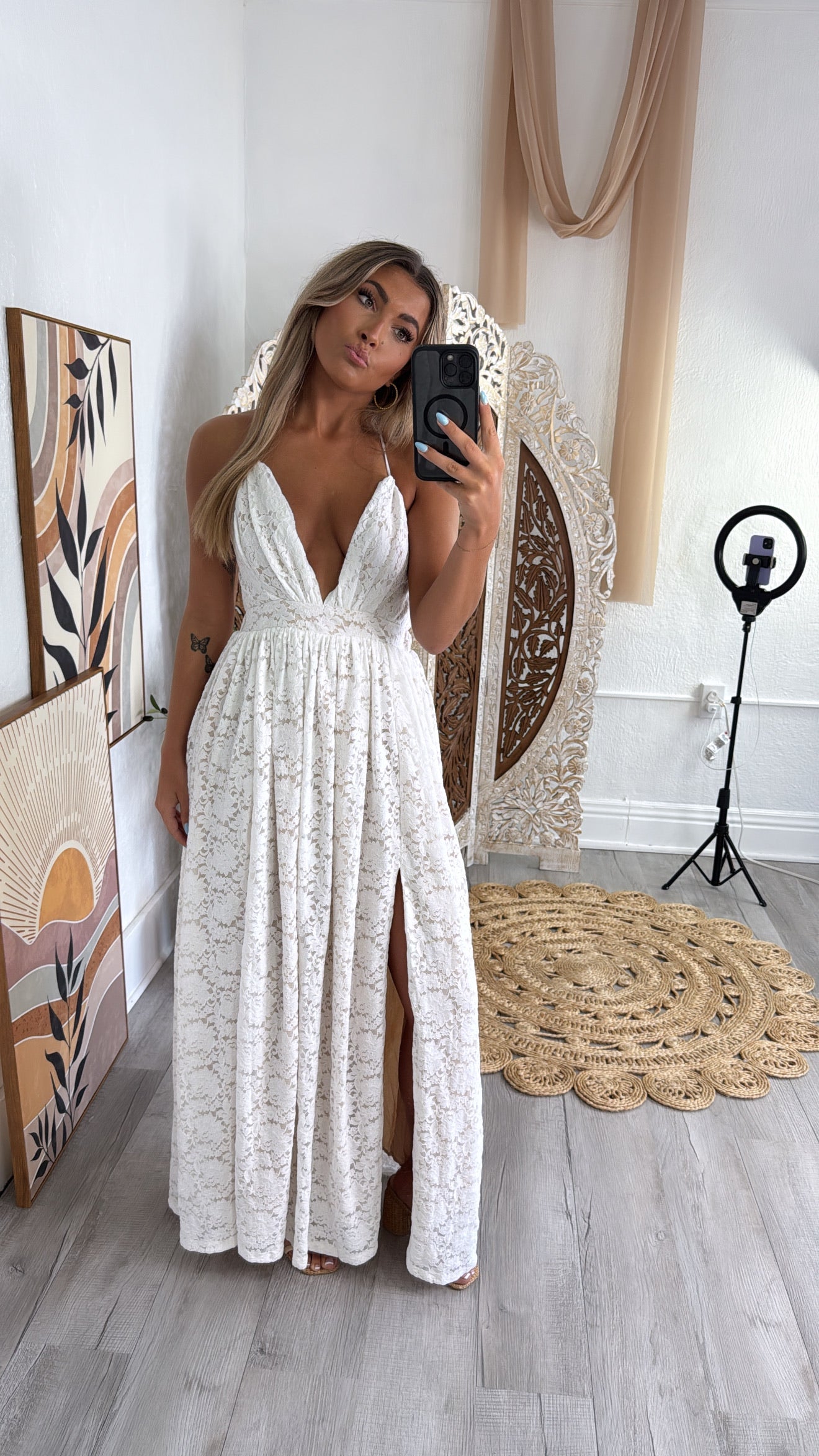 ECB Exclusive: Layla Lace Maxi Dress, White