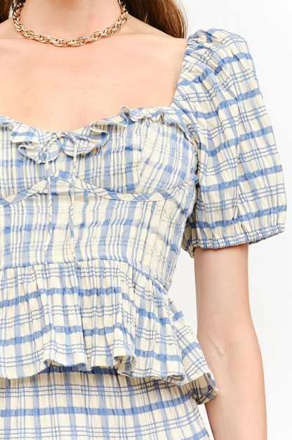 Clemence Plaid Top