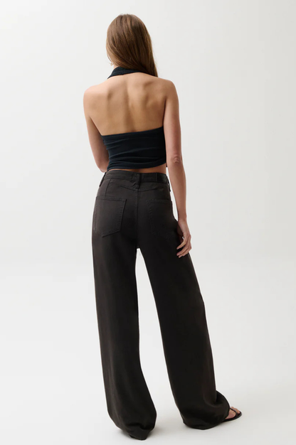 Sydney High Rise Bowed Linen Wide - Bristol Black