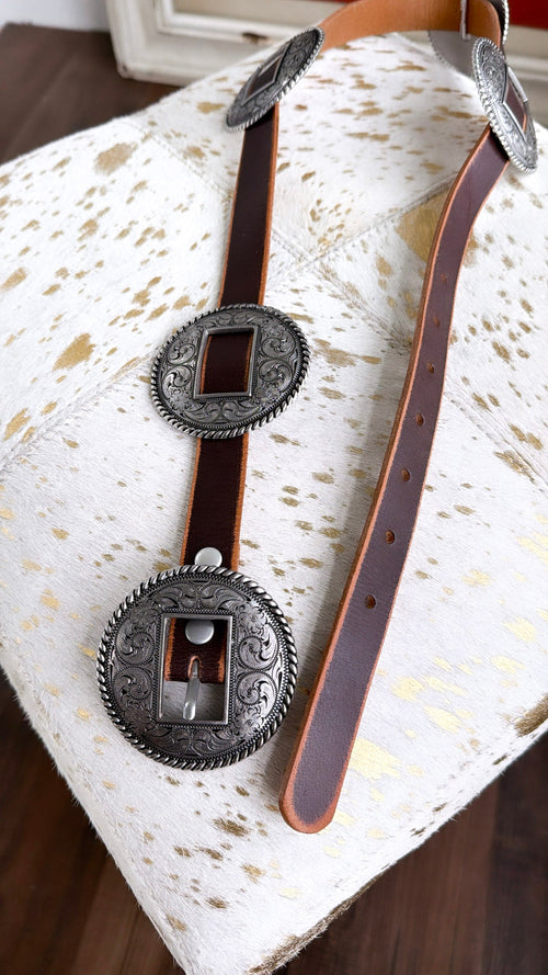 Concho Western Belt, Vintage Brown