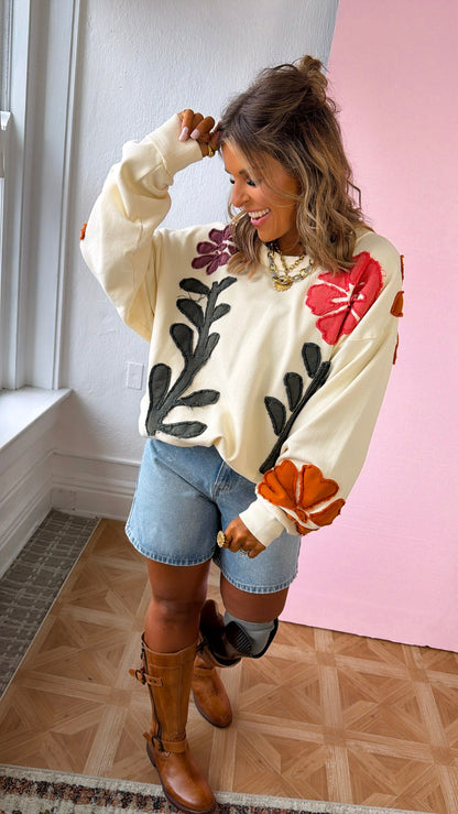 Floral Days Sweatshirt, Natural