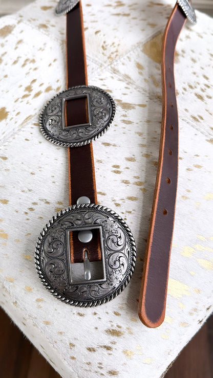Concho Western Belt, Vintage Brown
