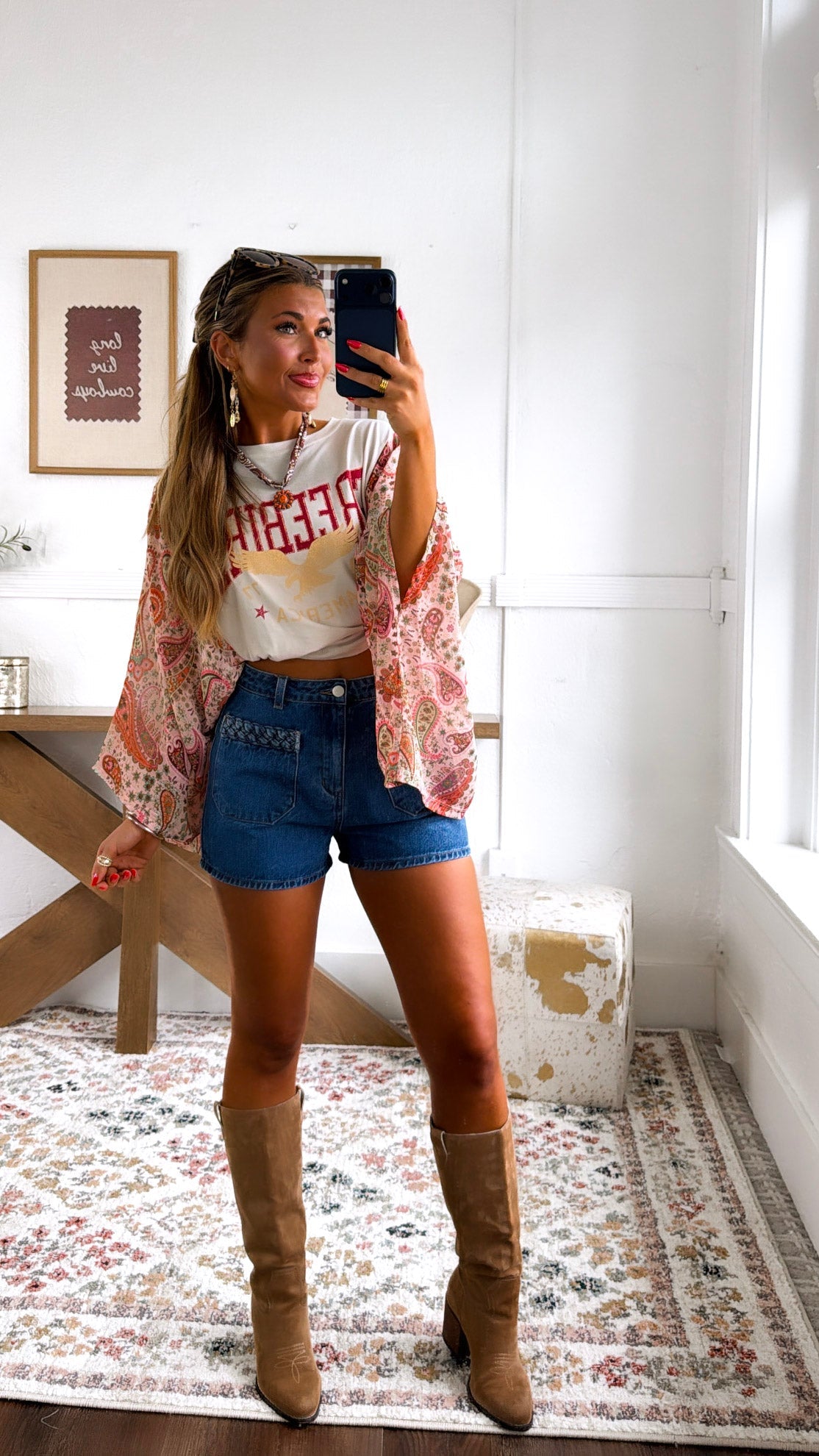 Paisley Freebird Graphic Top, Ivory/ Multi
