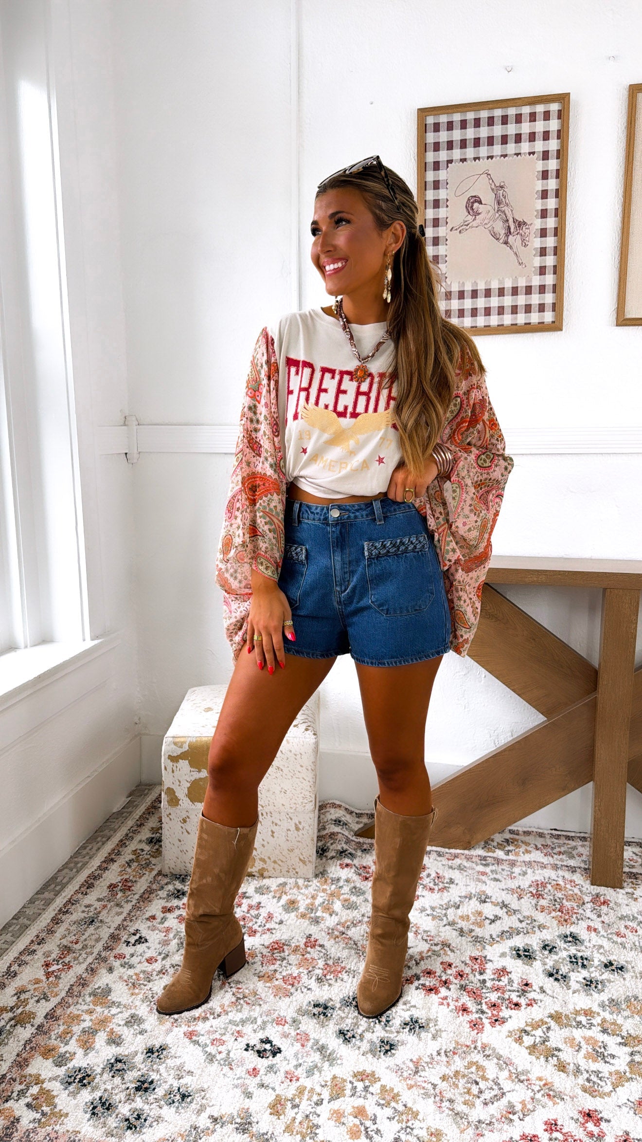 Paisley Freebird Graphic Top, Ivory/ Multi