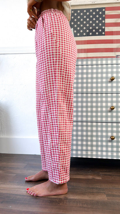 Picnic Days Gingham Pants, Cream/Red