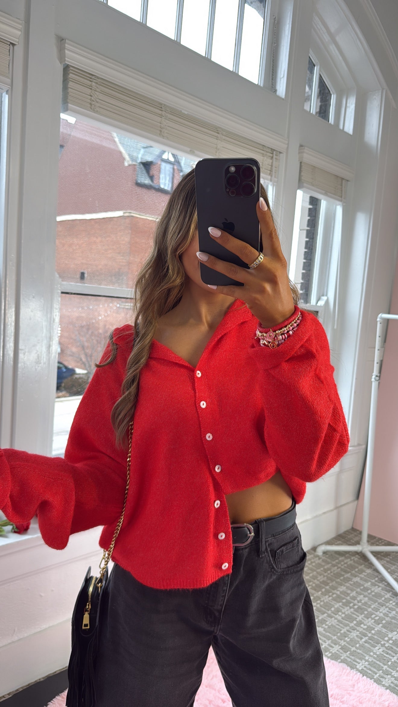 Penelope Knit Cardigan, Red